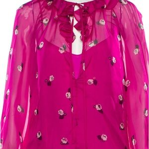 NWT Rochas Paris Orsola Floral Print Silk Blouse
